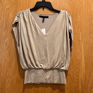 White House Black Market Gold V-Neck Blouse